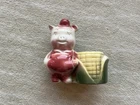 Vintage 1950s Shawnee Pig Farmer Corn Cob Pot Planter 6" X 6" X 3" No Chips