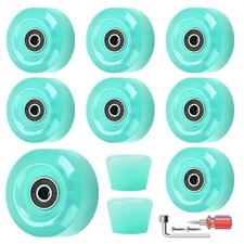 8 Pack 32 x 58, 82A Quad Roller Skate Wheels with Bearing Installed and 2 Toe...