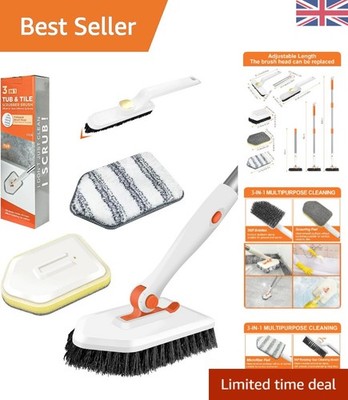 Ergonomischer 3-in-1 Schrubber mit langer - perfekt für Wannen, Fliesen und Toiletten