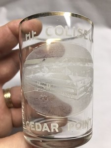 1906 Etched Coliseum Pre-Pro Beer Glass Cedar Point Amusement Park Sandusky Ohio