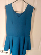 Blue Sleeveless V-Neck Fit & Flare Pleated Short Dress Regular XS/S