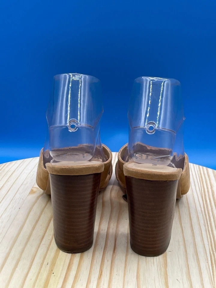 Sandalia china lavandería Z-Belize para mujer talla 9M cuero marrón sin cordones tacón bloque Foto 3 de 4