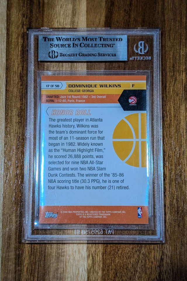 2007-08 Topps - 50 Dominique Wilkins #17 Pegatina Auténtica Auto Beckett BGS Foto 2 de 2