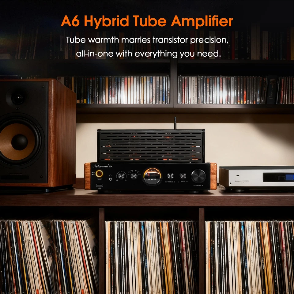 Nobsound HIFI Hybrid Tube Amplifier Bluetooth Stereo Amp w/ OPT/ COAX/ USB IN - Image 4 of 4
