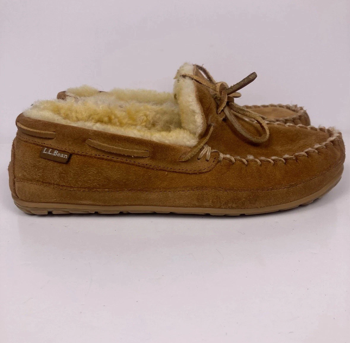 LL Bean Wicked Good Slipper Scuffs Mens Size‎ 8 Medium Saddle Slip On Shoes LL Bean 169492 Mens Size 8M Wicked Good Tan Suede Slipper  main image 4