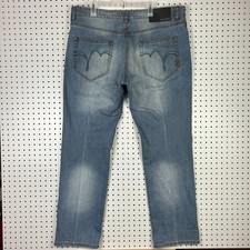 Rocawear Y2K Distressed Jeans 40x34 Wide Leg Baggy Stitched 90s Hip Hop Grunge
