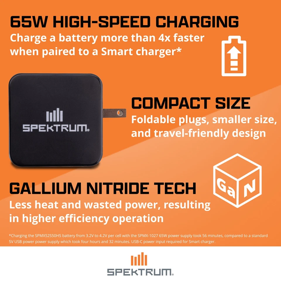 Spektrum SPMXC2090P S100 1x100W USB-C Smart Charger 65W USB-C Power Supply Combo - Image 3 of 4