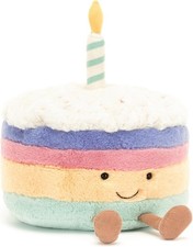 Jellycat Amuseables Rainbow Birthday Cake, Medium 6 inches Authentic