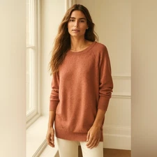 Angora Longline Crewneck Fuzzy Sweater with Rhinestones Size US 10