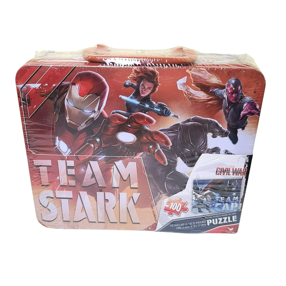 NEW Marvel Civil War Lunch Box & Puzzle 100 Pc Sealed Captain America Iron Man Foto 2 de 4