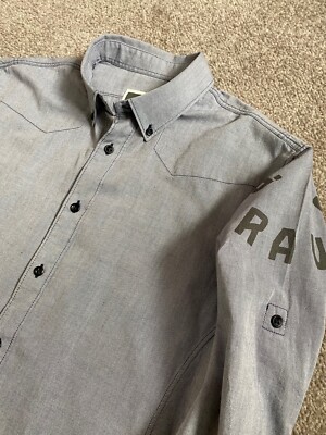 WUNDERSCHÖNES G-STAR SHIRT ROHÄRMEL LOGO ZINN WESTERN STIL L LARGE 