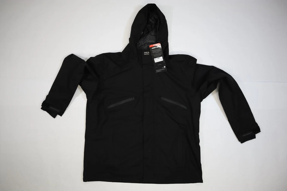 BRP Can-Am Seil Packable Jacket Black Riding Full Zip Hooded Coat Mens 2XL - Image 3 of 4