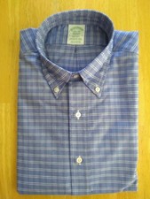 NWOT Brooks Brothers Blue Check Supima Button Down 14.5-31 Milano MSRP 140