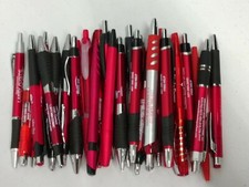 30ct Mixed Lot Misprint Retractable Click Pens: RED/ MAROON/ CRIMSON