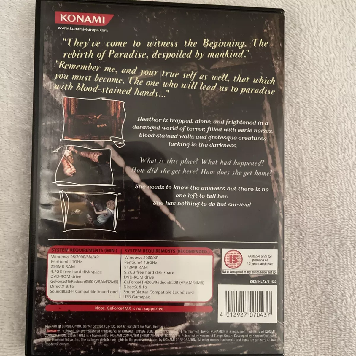 Custom Printed Silent Hill 3 Playstation 2 Manual Case & Case 