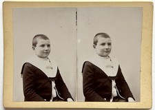 Famiglia Giovane Ragazzo C1900 Fotografia Amatoriale Stereo Vintage P77C1N