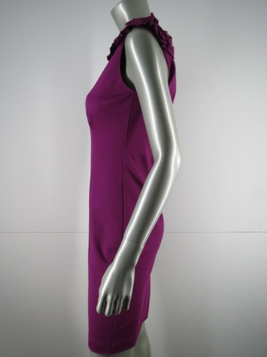 Sexy Funda Mini Vestido Trina Turk Talla 2 XS Púrpura Rosa Volantes Flor Manga Gorra - Imagen 7 de 12