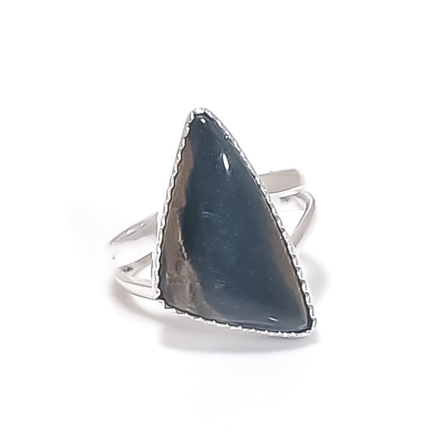 Black Tiger Eye Gemstone Ring in 925 Sterling Silver Size 8.5-image