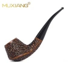 MUXIANG Sandblasted Briar Volcano Pipe Wooden Tobacco Pipe Carved Smoking Pipe