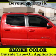 For 2005-2023 Toyota Tacoma 4DR Double Cab 4PC SMOKE Door Vent Visors Rain Guard