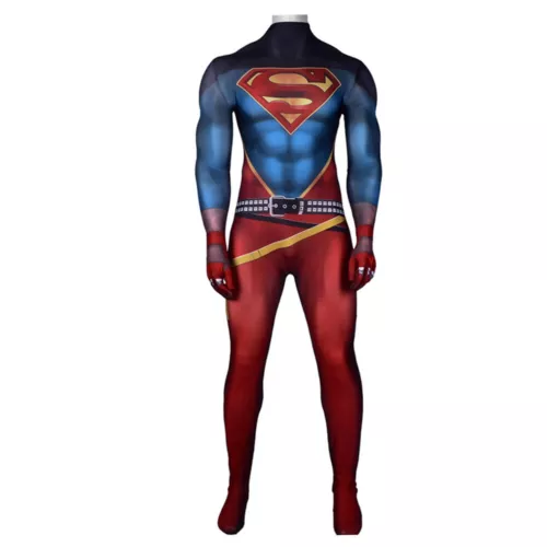 Superman Cosplay Kostüm Cartoon Superboy Overall Halloween für Erwachsene & Kinder - Bild 10 von 11
