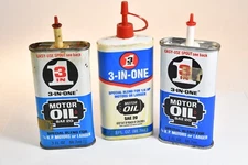 VINTAGE 3-IN-ONE Metal Motor Oil Can 3 oz  SAE 20 Collectible 5.5" in