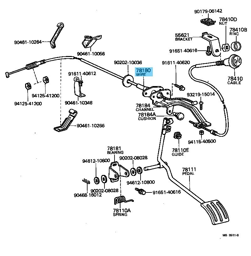 TOYOTA LAND CRUISER BJ4# 77-80 Genuine Accelerator Wire Assy 78180