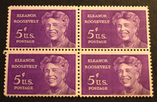 1963 US Stamps Scott #1236 - 5 Cent Block 4 - Eleanor Roosevelt - MNH