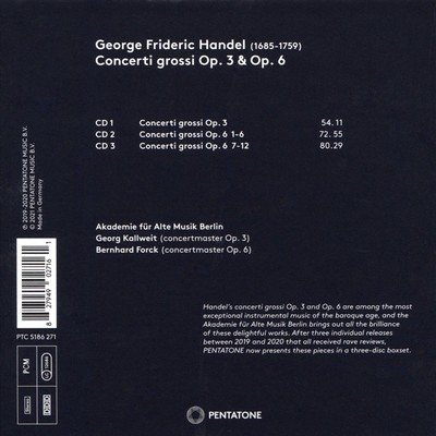 AKADEMIE FÜR ALTE MUSIK BERLIN HANDEL: CONCERTI GROSSI OP. 3 & OP. 6 NEW CD