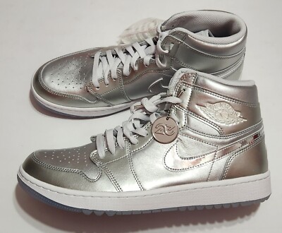 Jordan 1 High G NRG Gift Giving Golf Shoes Silver Men's SZ 11
