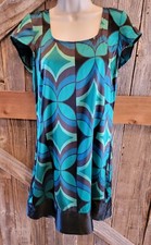 Express Womens Size M medium Silk cap Sleeve Geometric Print Dress EUC