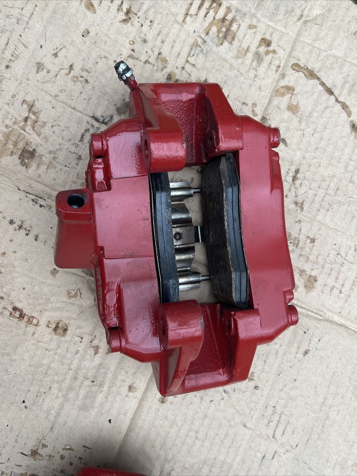 02 05 Mercedes C32 CLK55 AMG Front Brake Rotors Calipers Set Red Pair