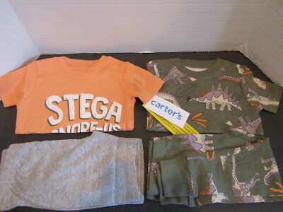Carter's Size 18 MTH DINOSAURS 4 Piece Short Sleeves SHORTS & PANTS Pajama Set