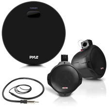 Pyle Black USB Bluetooth Round Radio, Antenna, 8" Wake Board Marine Speakers