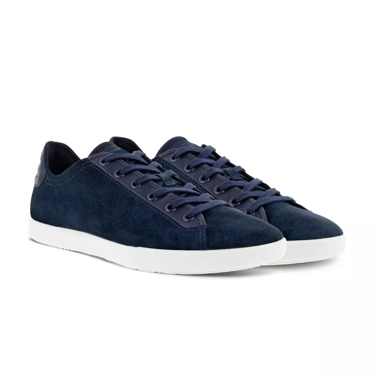 Ecco Men s Collin 2.0 Lace Up Suede Leather Sneaker Shoe White Sidewalls Navy