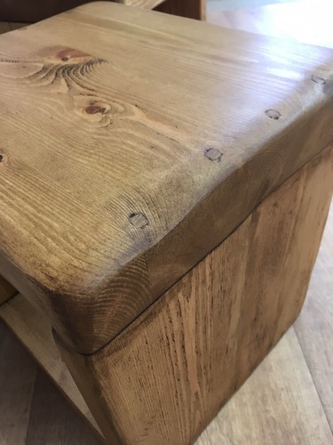 Handmade Rustic Solid Pine Wood Wooden Cube Side Lamp Table (Sold Individually) - Picture 4 of 4