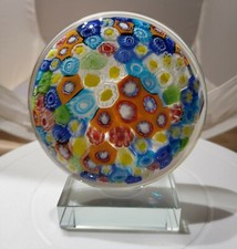 Beautiful Large Art Glass Millefiori Paperweight w/ Attached Stand / Base 5'Tall