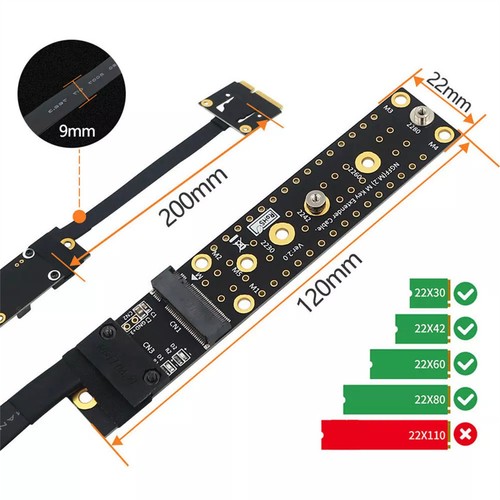 Adapter Cable Mini Pci-e to M.2 M key For M.2 Key AE Male to Key M Female Board - Picture 4 of 6