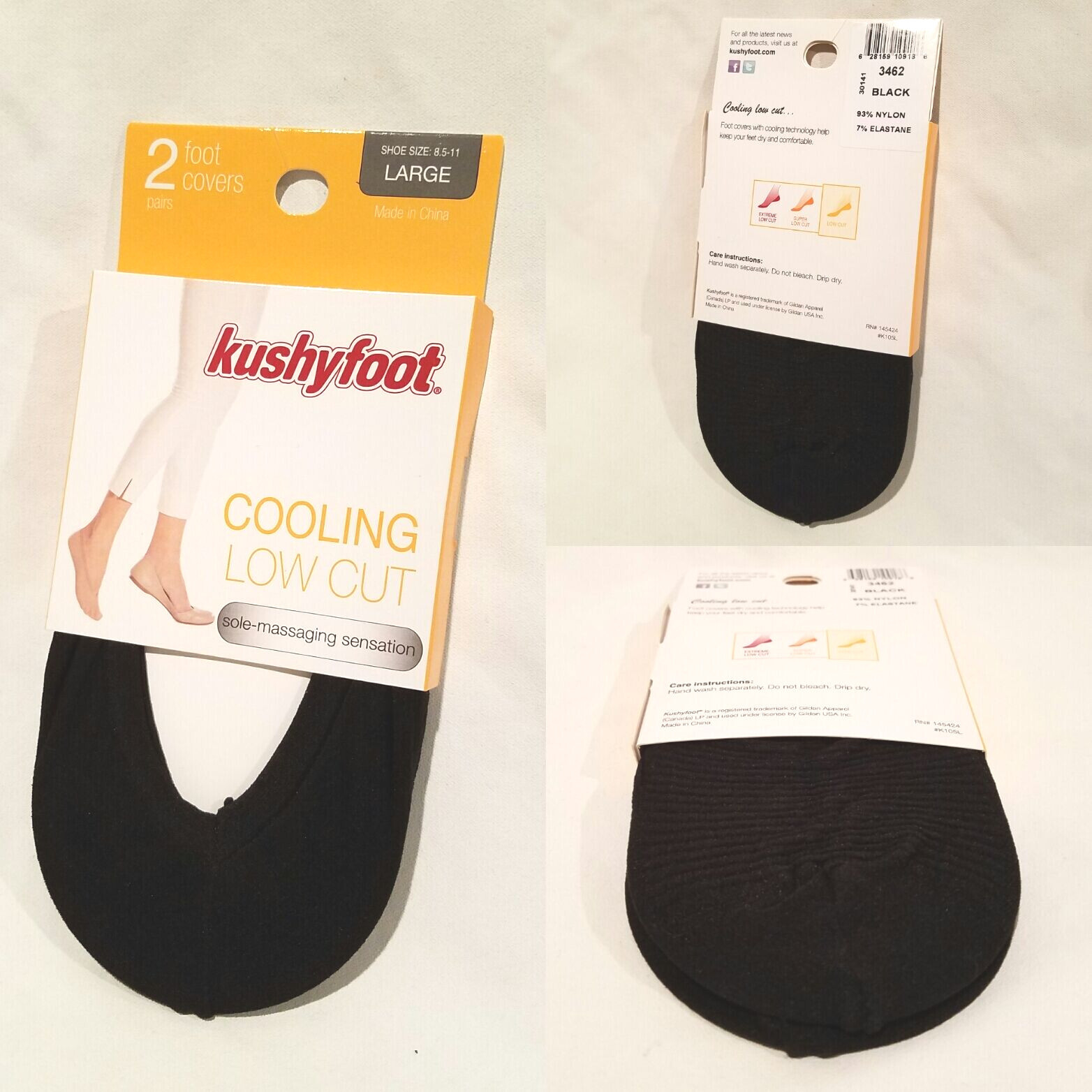 SAOLA 6 Paia Calzini Donna Kushyfoot Cooling Taglio Basso No Show Suola Massaggio Nero 3462