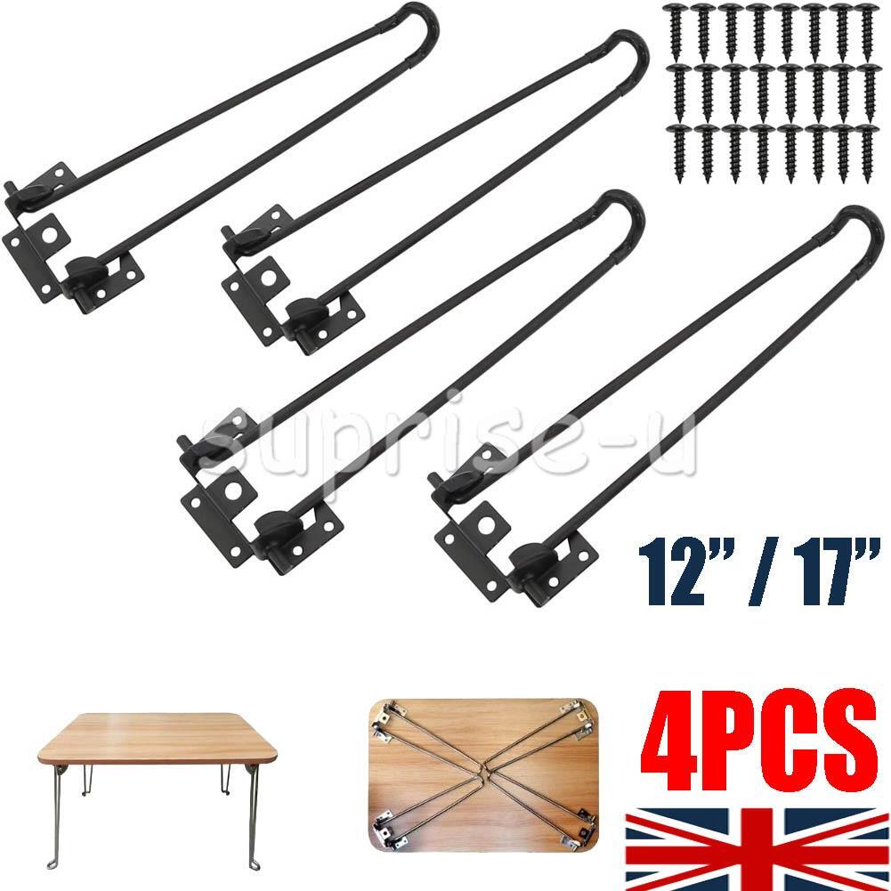 4Pcs 12"/17" folding Hairpin Legs, Folding Table Legs, Metal Table