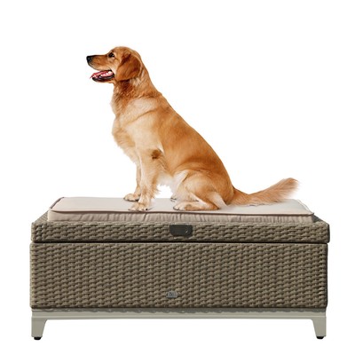 Clearance Wicker Storage Bench Box With Seat Cushion Fully