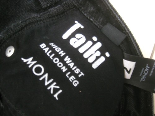 MONKI MOM JEANS 14 TAIKI HIGH WAIST BALLOON LEG black 31 W31 monkl embellish - Picture 9 of 11