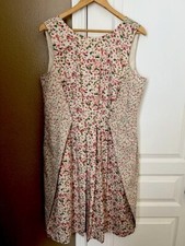 TALBOTS WOMEN'S SLEEVELESS Floral Cotton DRESS-SIZE 14 Pink & Green