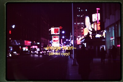 Manhattan New York City NYC at Night in 1968, Agfachrome Slide an30b