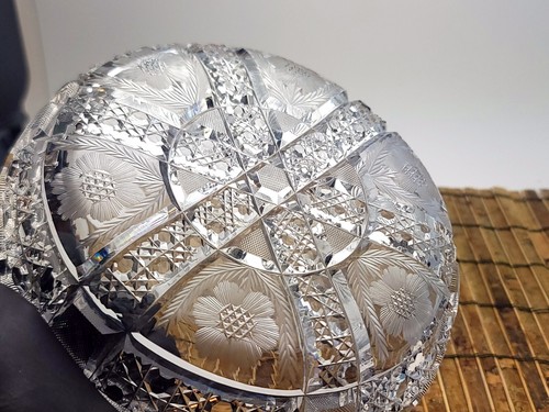 Vintage ABP Antique American Brilliant Cut Glass Round Flower Serving Dish 8" - Picture 12 of 20