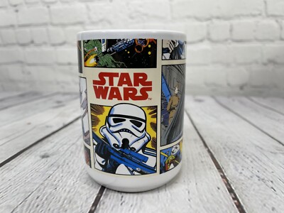 STAR WARS Galerie Cartoon Comic Strip White Coffee Mug Cup Pre-owned, VGC