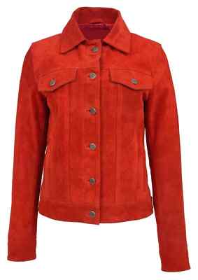 New Women Jacket Red Suede Handmade Leather Lambskin Stylish Casual Wear Biker