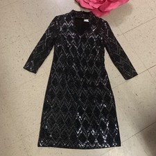 ELIZA J Women's Sz 2 Black/Silver Stretch Cutout Choker Sheath Dress Cocktail