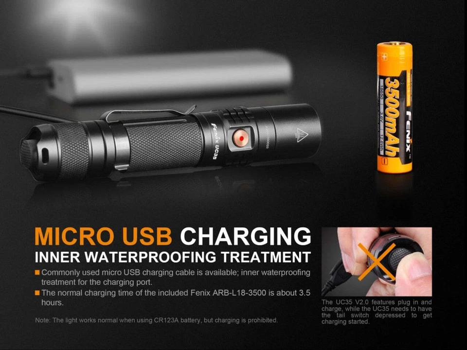 Fenix UC35 V2.0 1000 Lumen Micro-USB Rechargeable Flashlight FREE Fast Shipping - Image 4 of 4