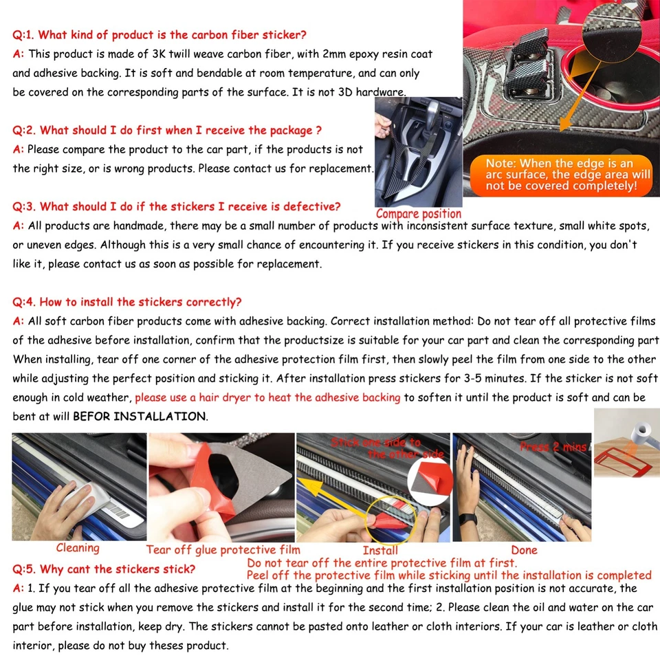 Cubierta de panel exterior de pilar B de fibra de carbono real 4 piezas para Dodge Avenger 2008-2014 Foto 3 de 4